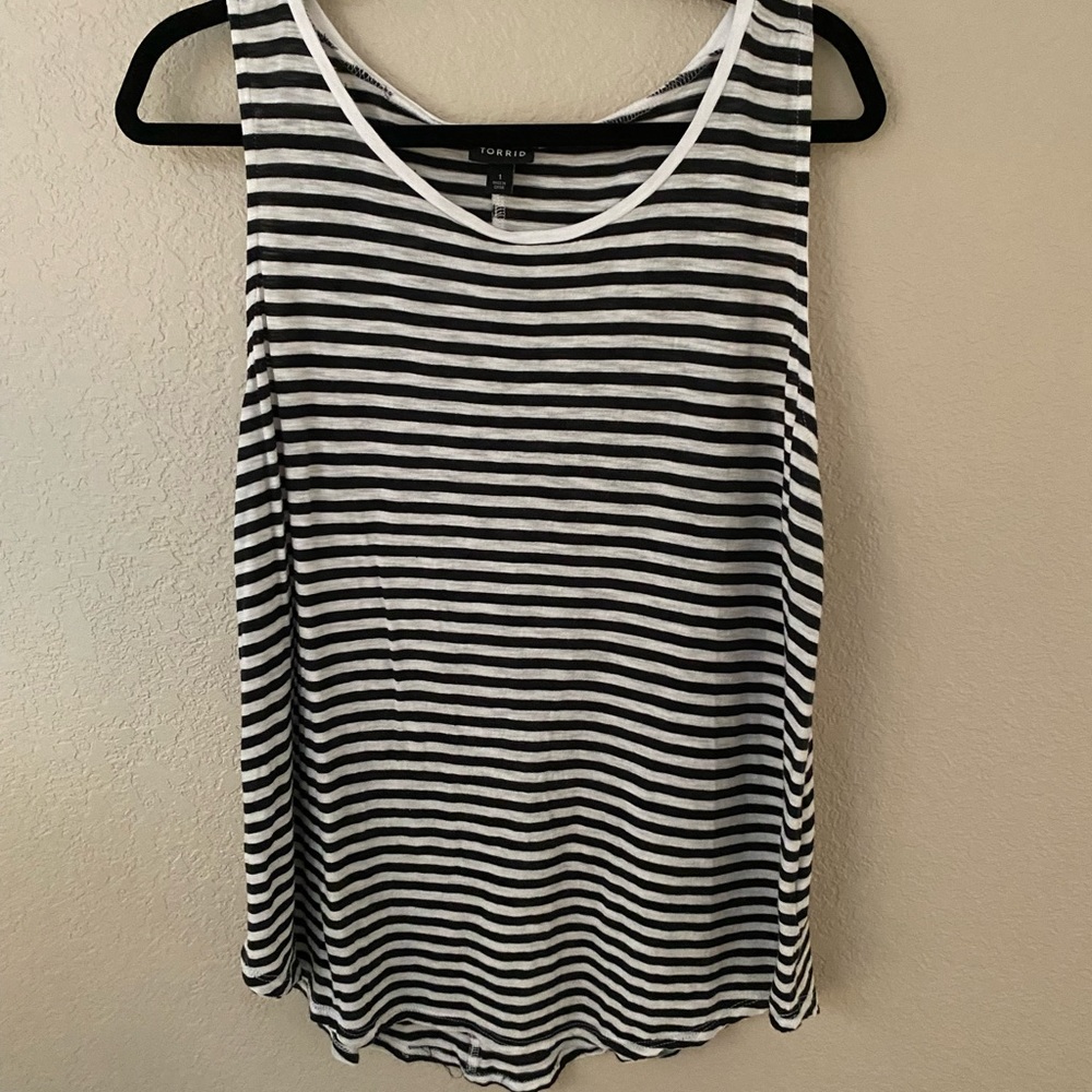 Torrid black and white striped tank